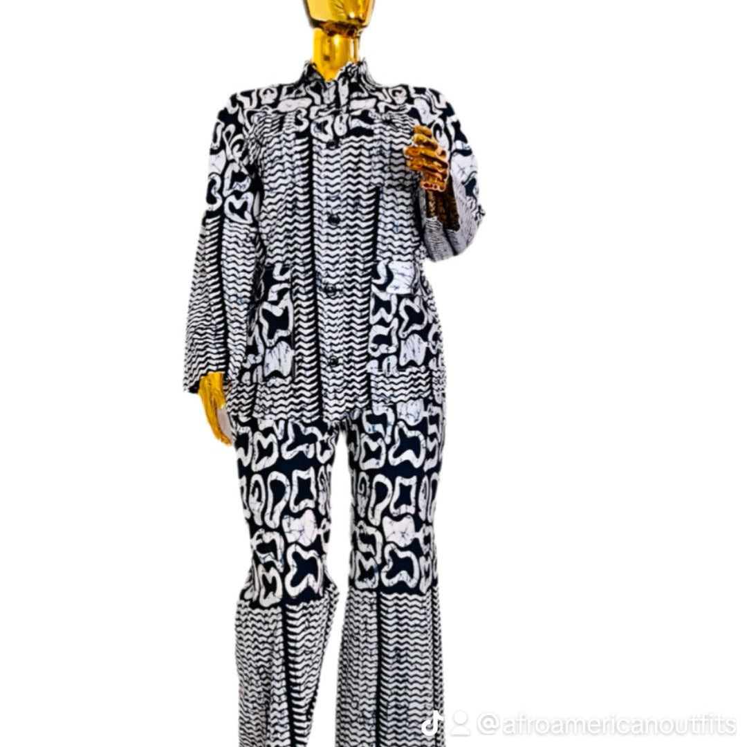 African Print Ankara  Pant Set Afro American Outfits
