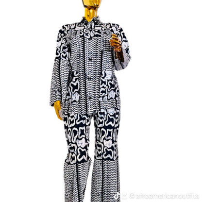 African Print Ankara  Pant Set Afro American Outfits