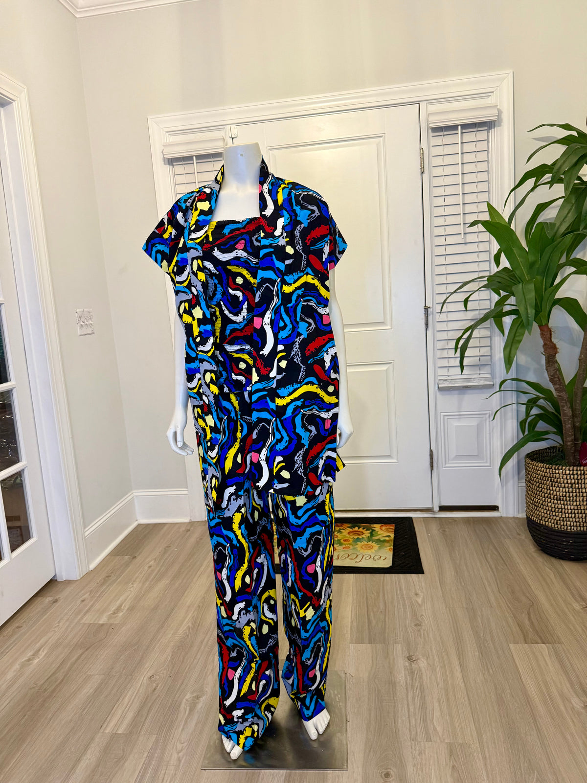 Modern African Ankara Wax Print Afro Evelyn 3p Women Pant Set