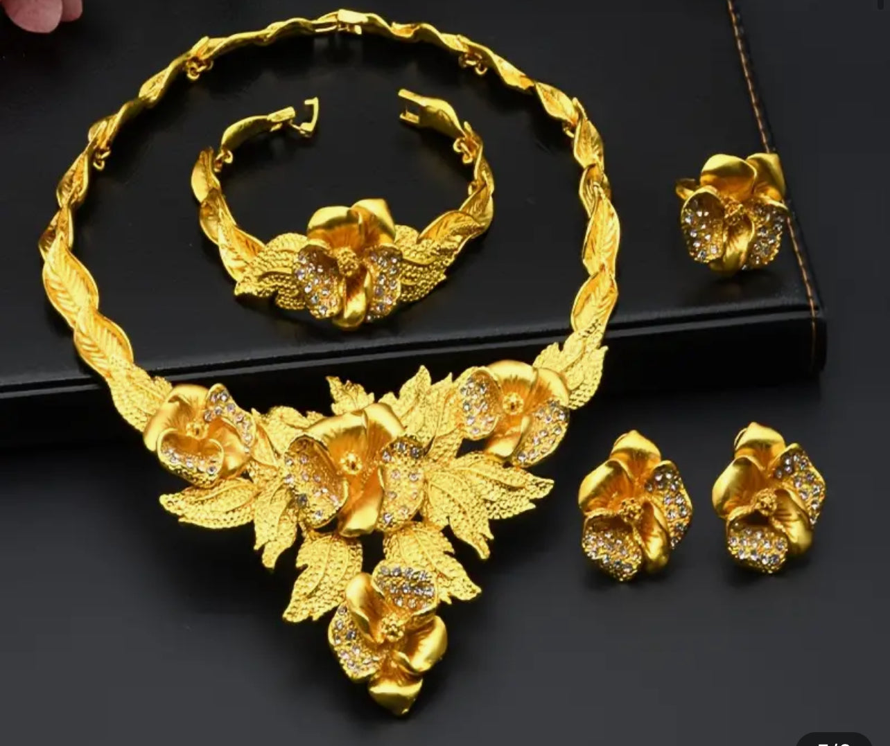 Vintage Leaf Jewelry Set Afro American Outfits