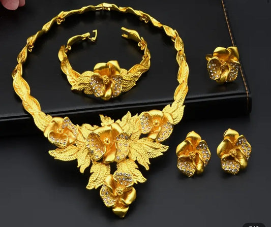 Vintage Leaf Jewelry Set Afro American Outfits