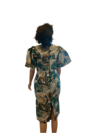 Afro Leah Damask Brocade Dress