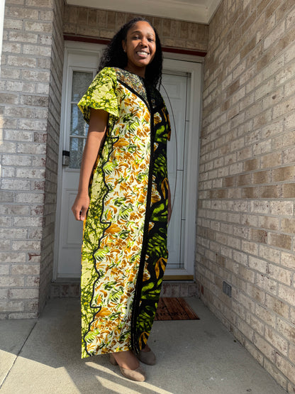 African Ankara Wax Print Double Pattern A Line Dress