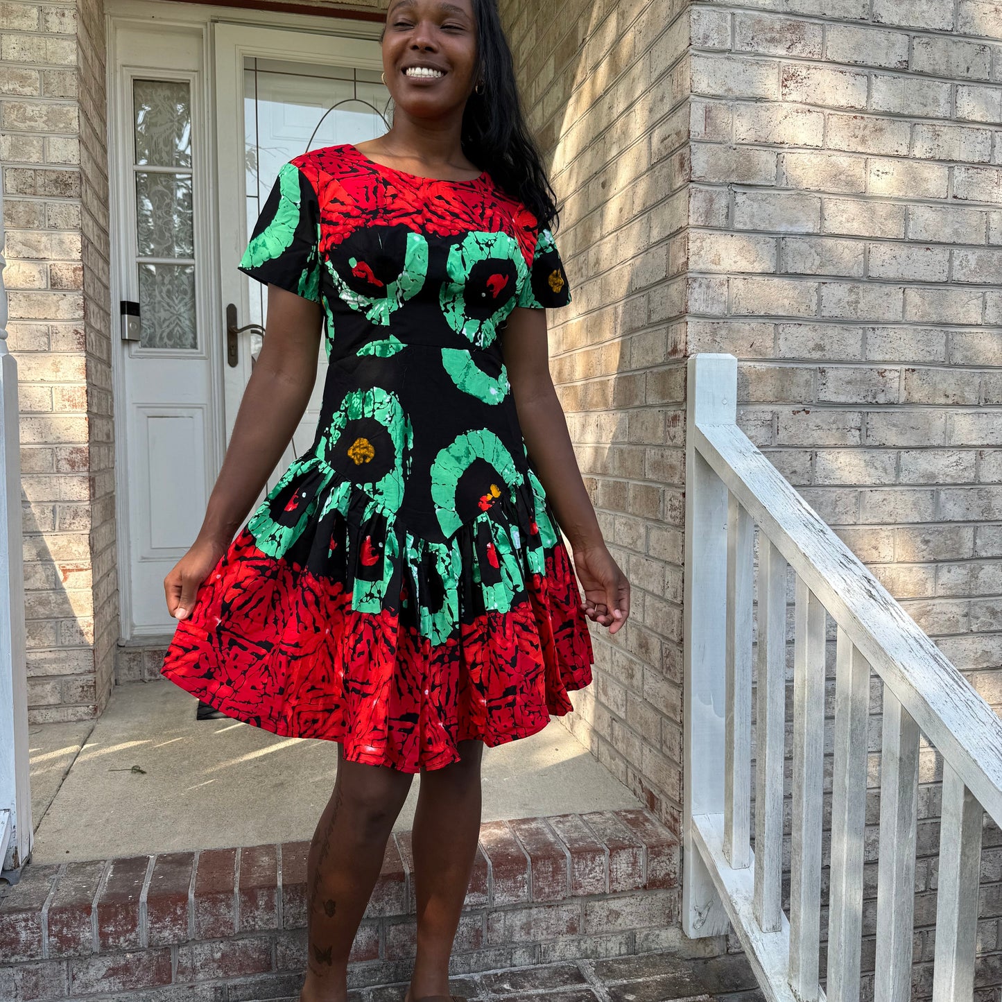 African  Print Ankara Tri Colored  Dress
