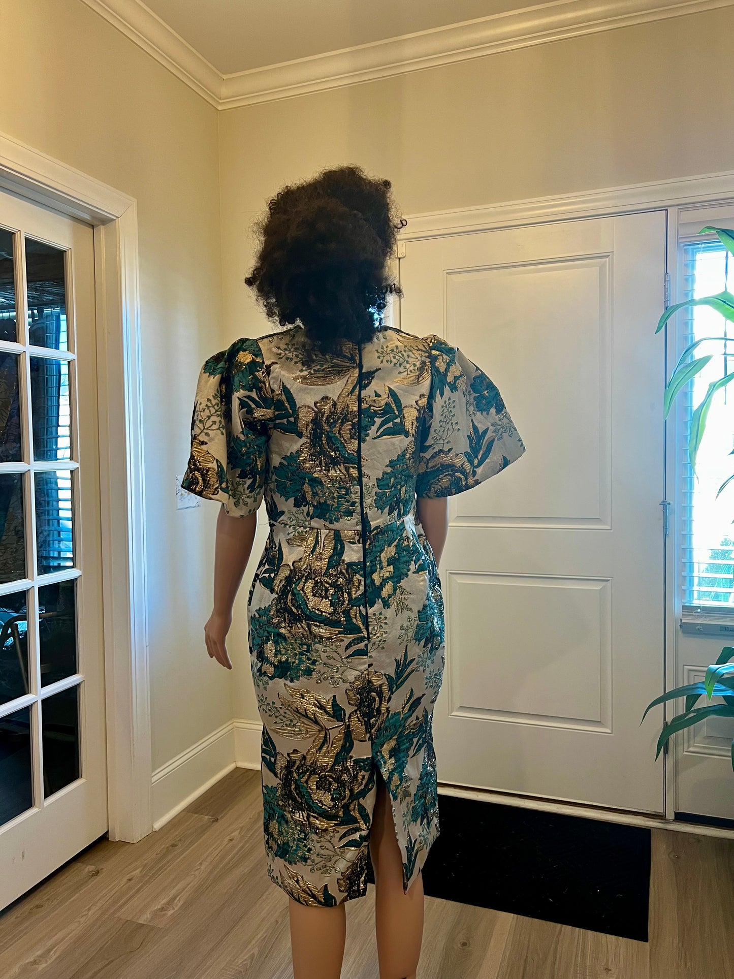 Afro Leah Damask Brocade Dress