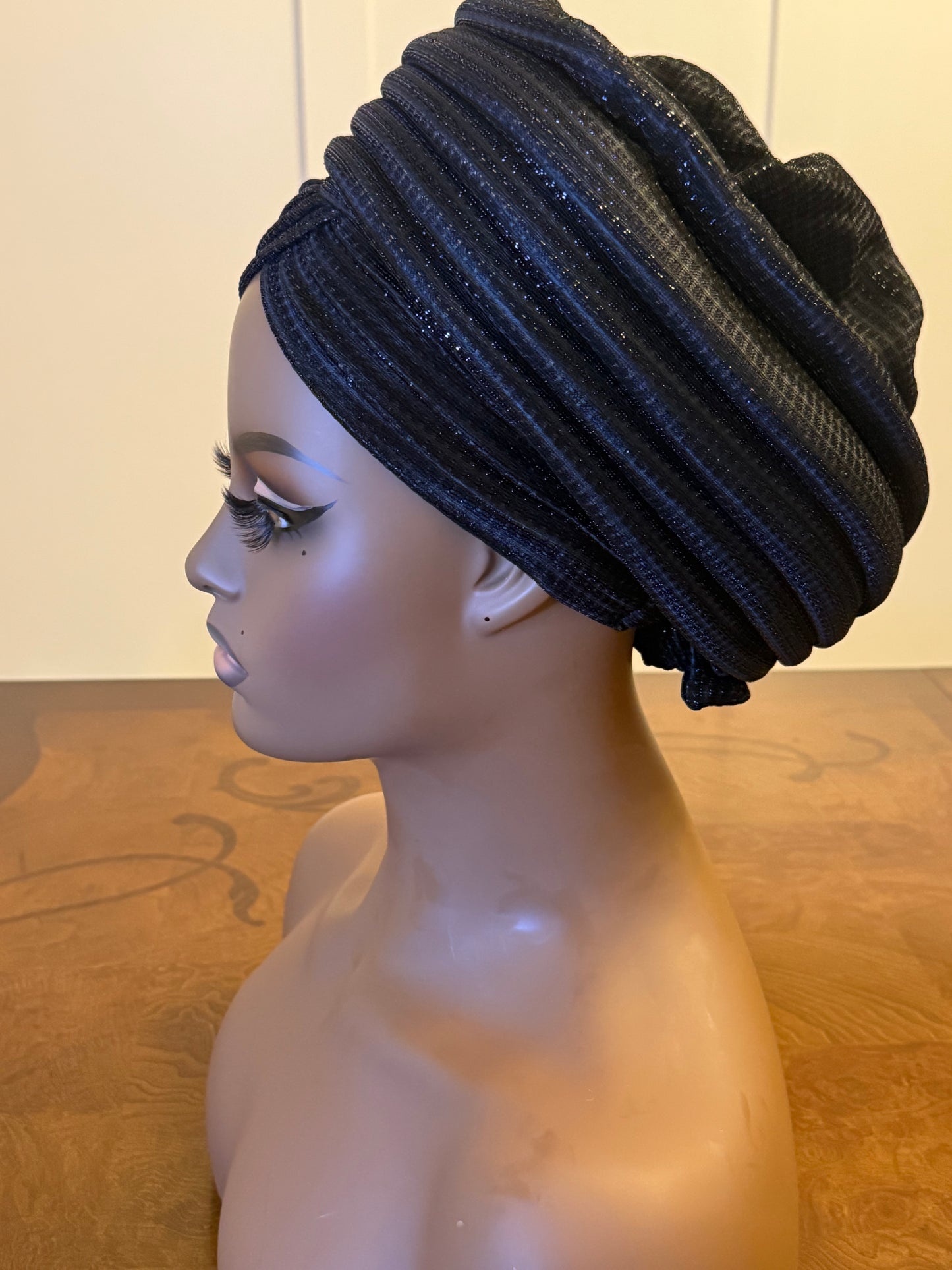 African glittering Step Patterned Turban