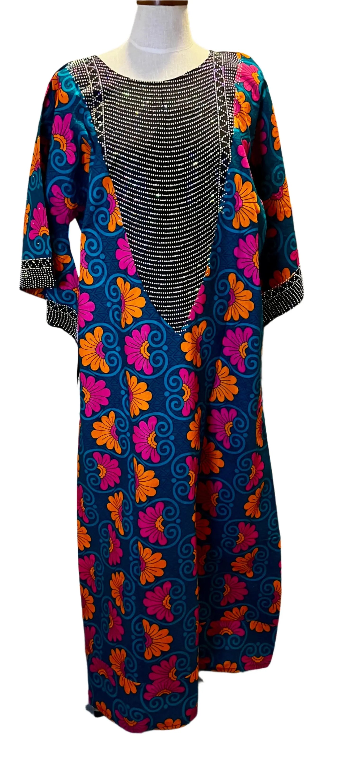 Ankara Kaftan with Stones Afro American Outfits