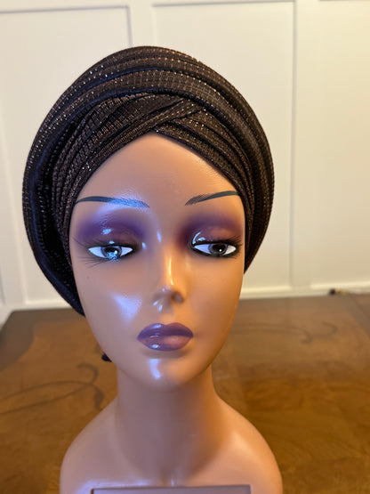 African glittering Step Patterned Turban