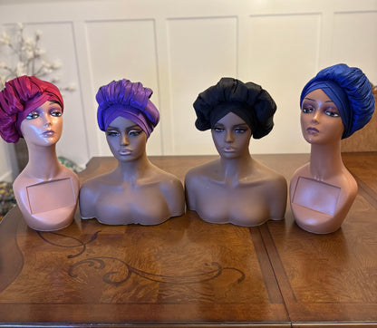 African 2 in 1p Ruffle Turban/Hat/Cap