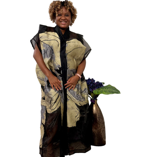 Luxury African Modern European Organza Brocade Bubu/Boubou Maxi Dress with Inner wear