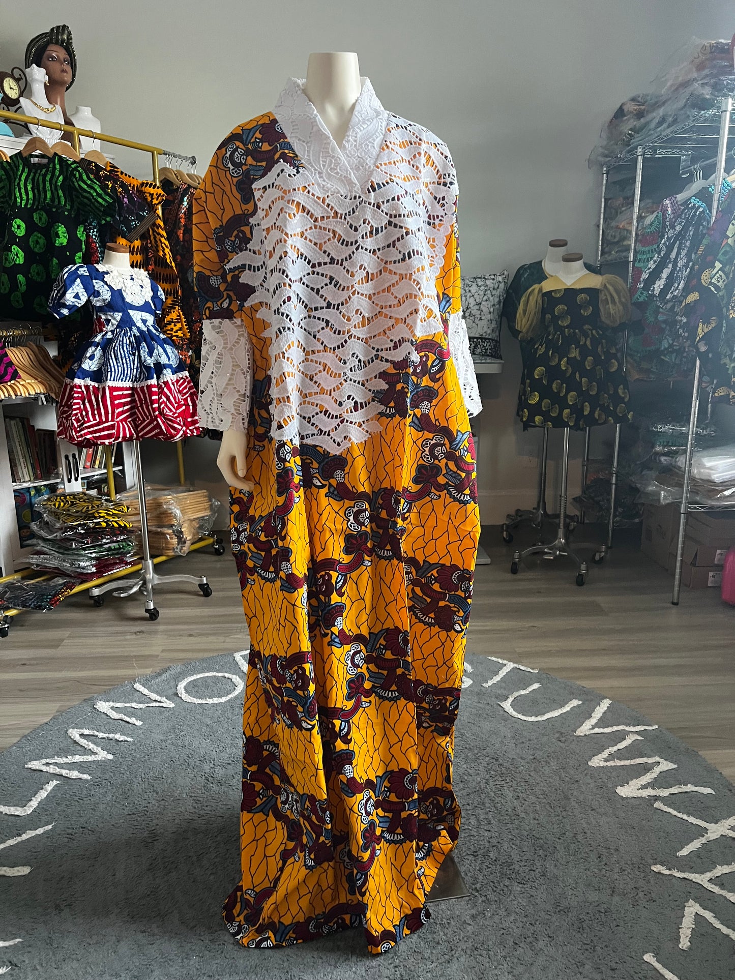 Afro Mixed Fabric Pattern Dress