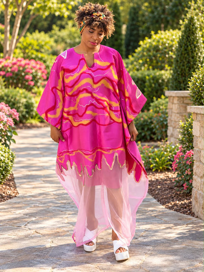 Modern Organza Damask Brocade Maxi Boubou Dress