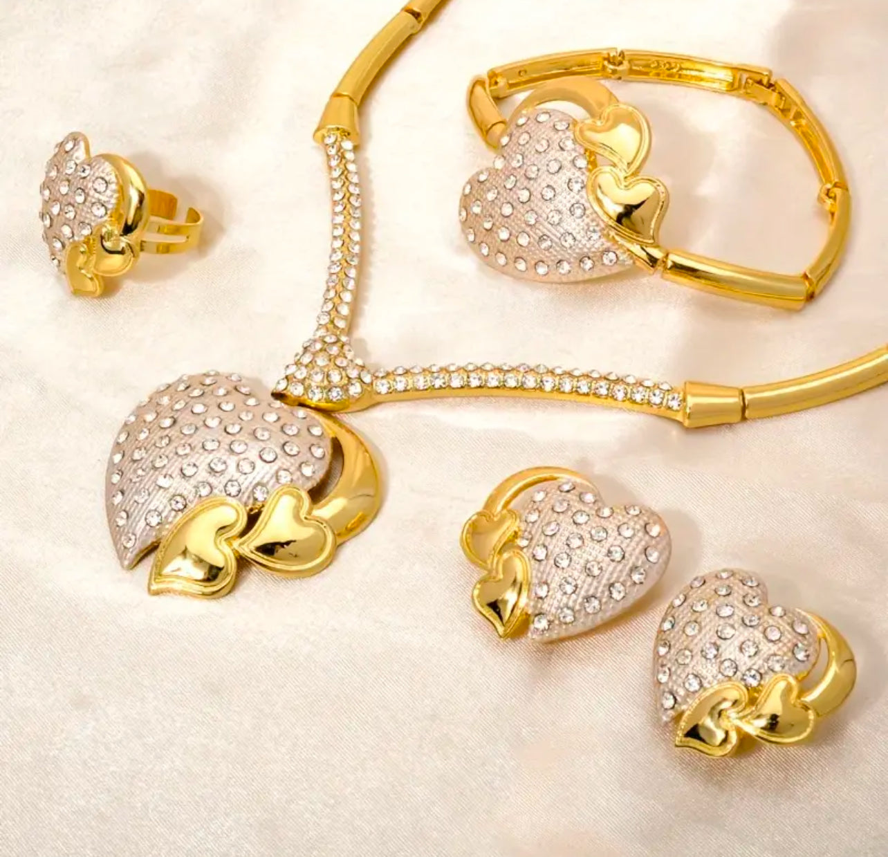 Love Heart Pendant Necklace Set Afro American Outfits