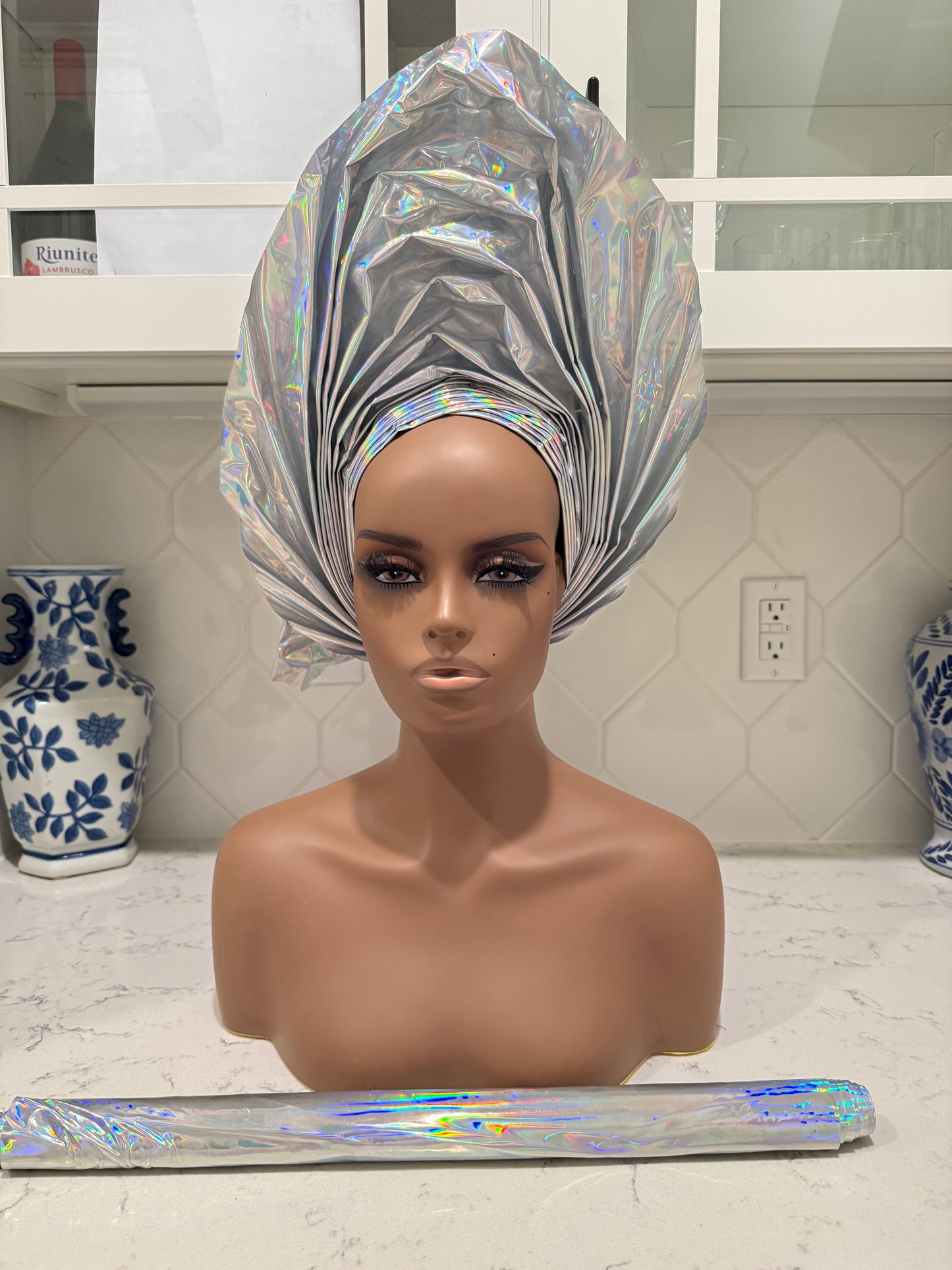 African Unique Liquid Metallic Auto Gele 2p Set