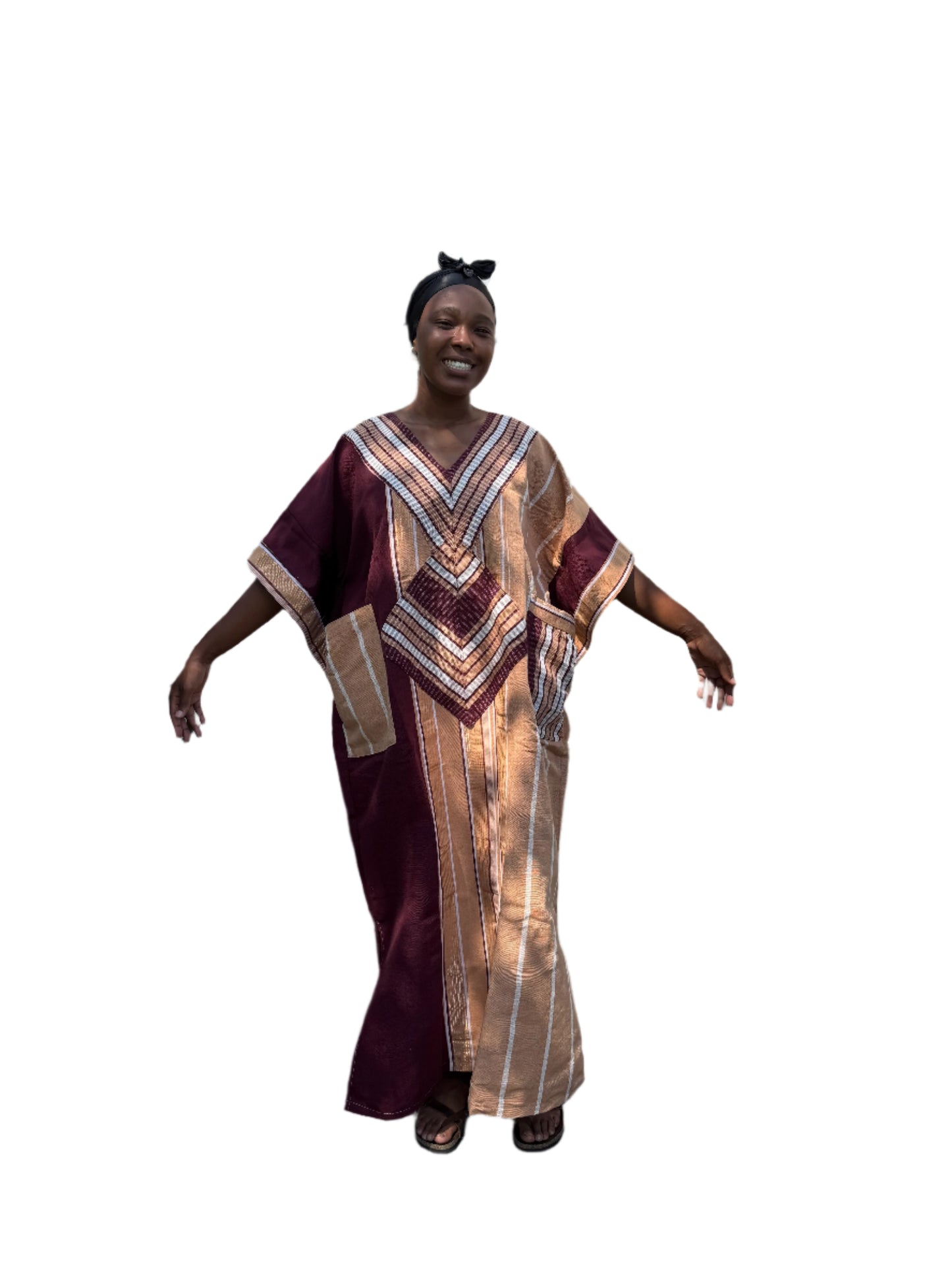 Special African Traditional Woven Aso-Oke/Kente Boubou Maxi Dress