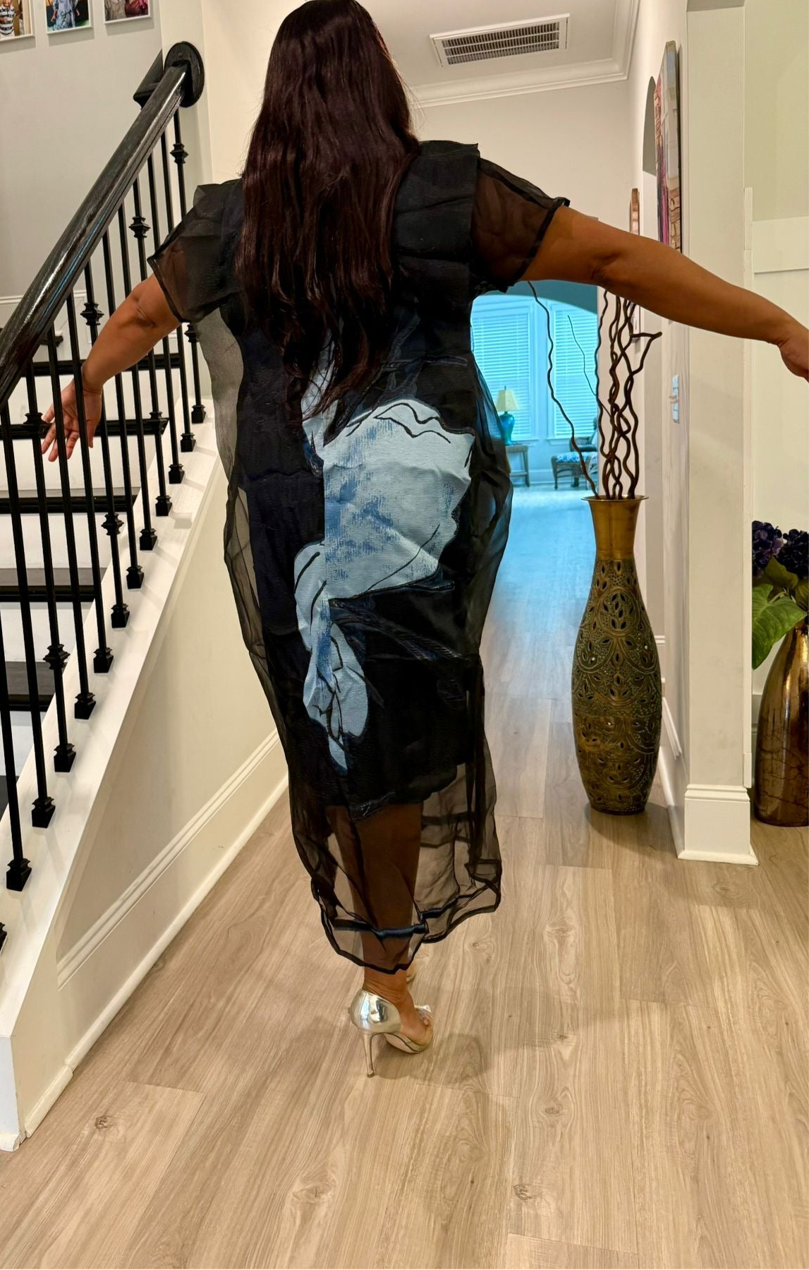 Luxury African Modern European Organza Brocade Bubu/Boubou Maxi Dress with Inner wear