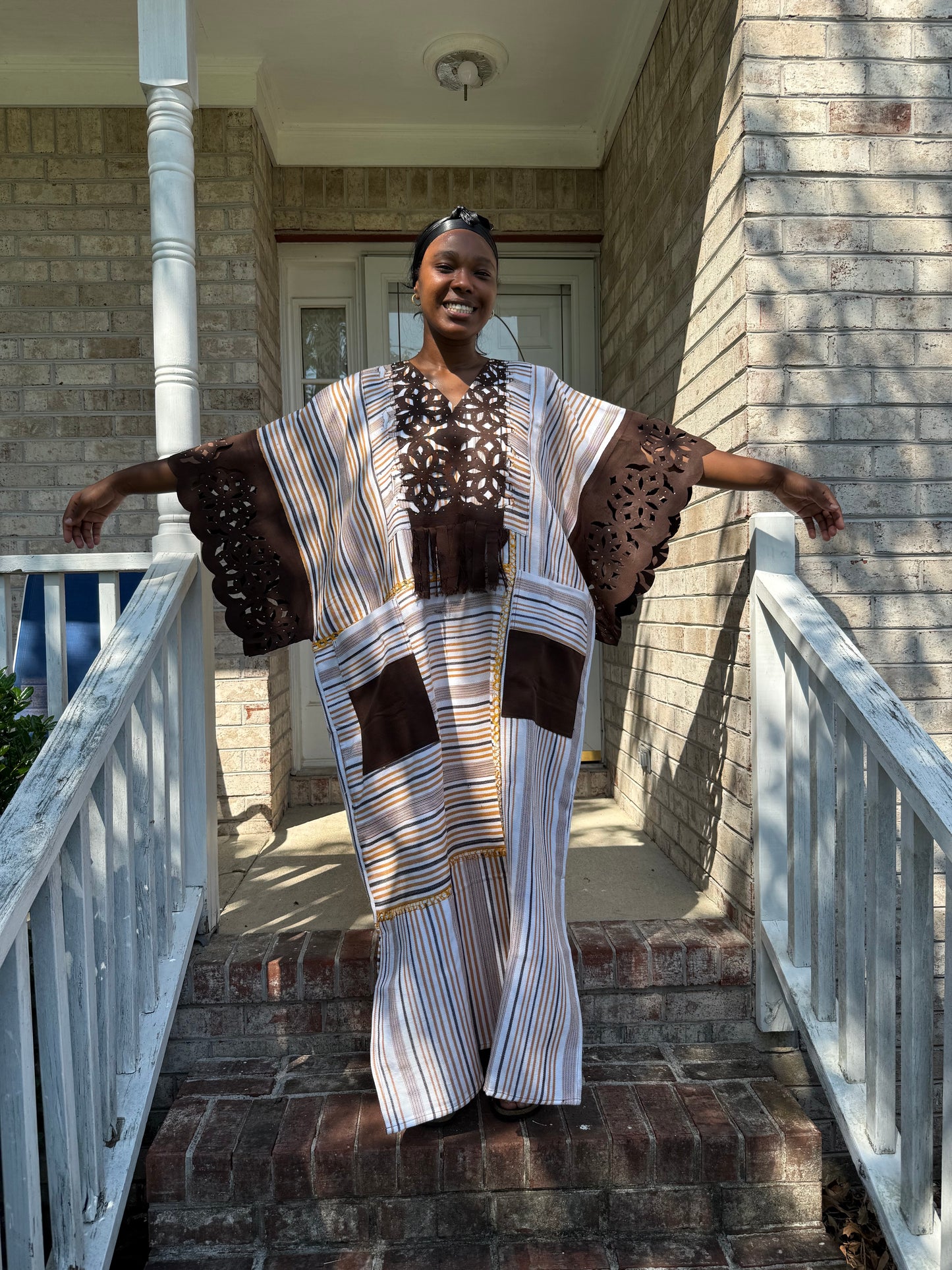 Special African Traditional Woven Aso-Oke/Kente Boubou Maxi Dress