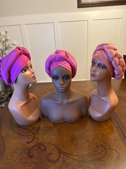 African Double Patterned Afro Abeke Turban/Hat/Cap