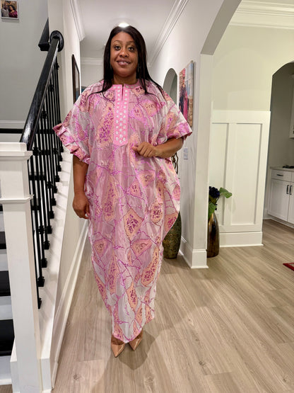 Afro Jaquard Tulle Kaftan Dress