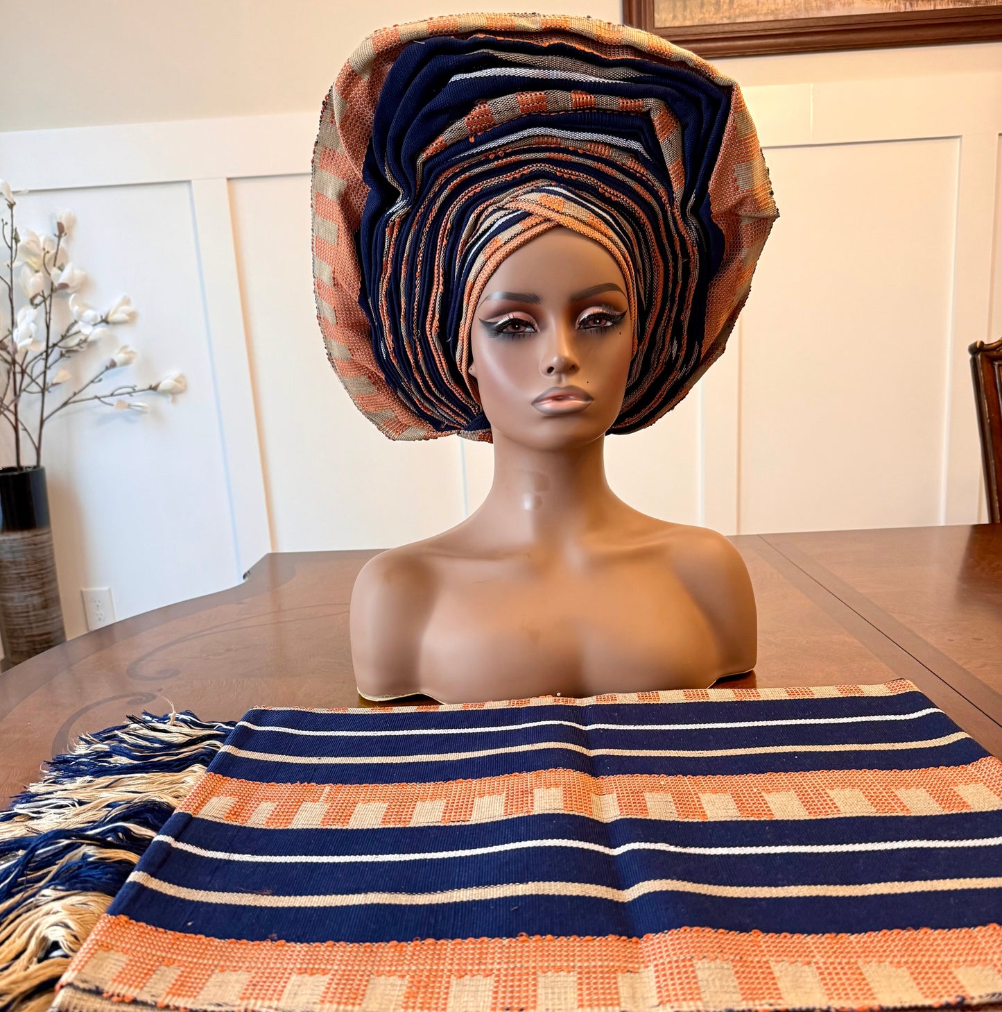 Traditional African Bridal Headgear/Head Tie Aso-Oke/Kente Auto Gele 2p Set Gele and Ipele