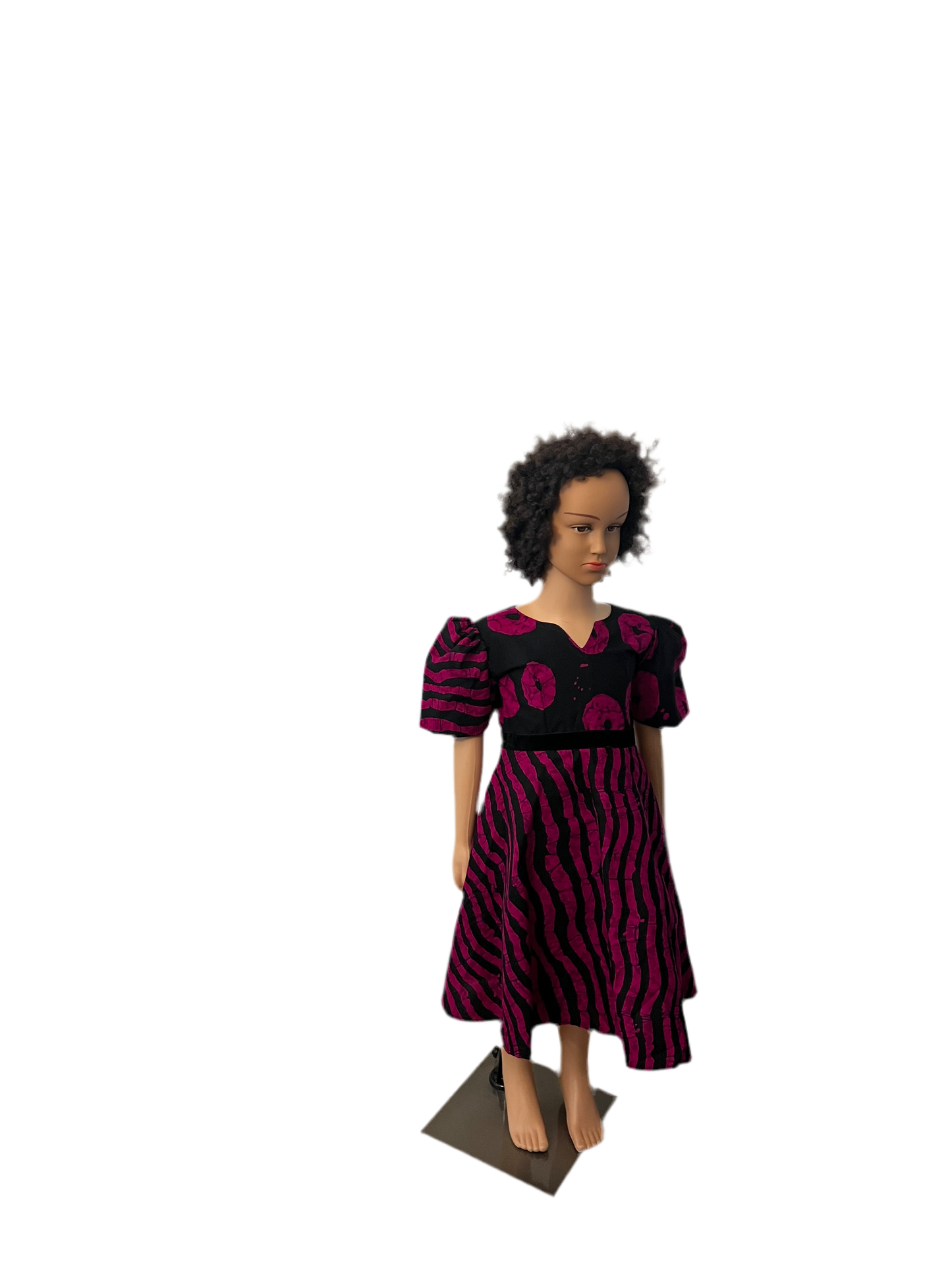 African Wax Ankara Print Afro Sunshine Girls Pink Ball Dress