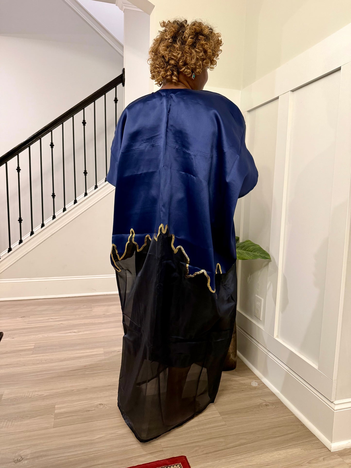 Modern Luxury 2 tone European Organza/Damask Brocade Bubu/Boubou Maxi Dress with inner wear