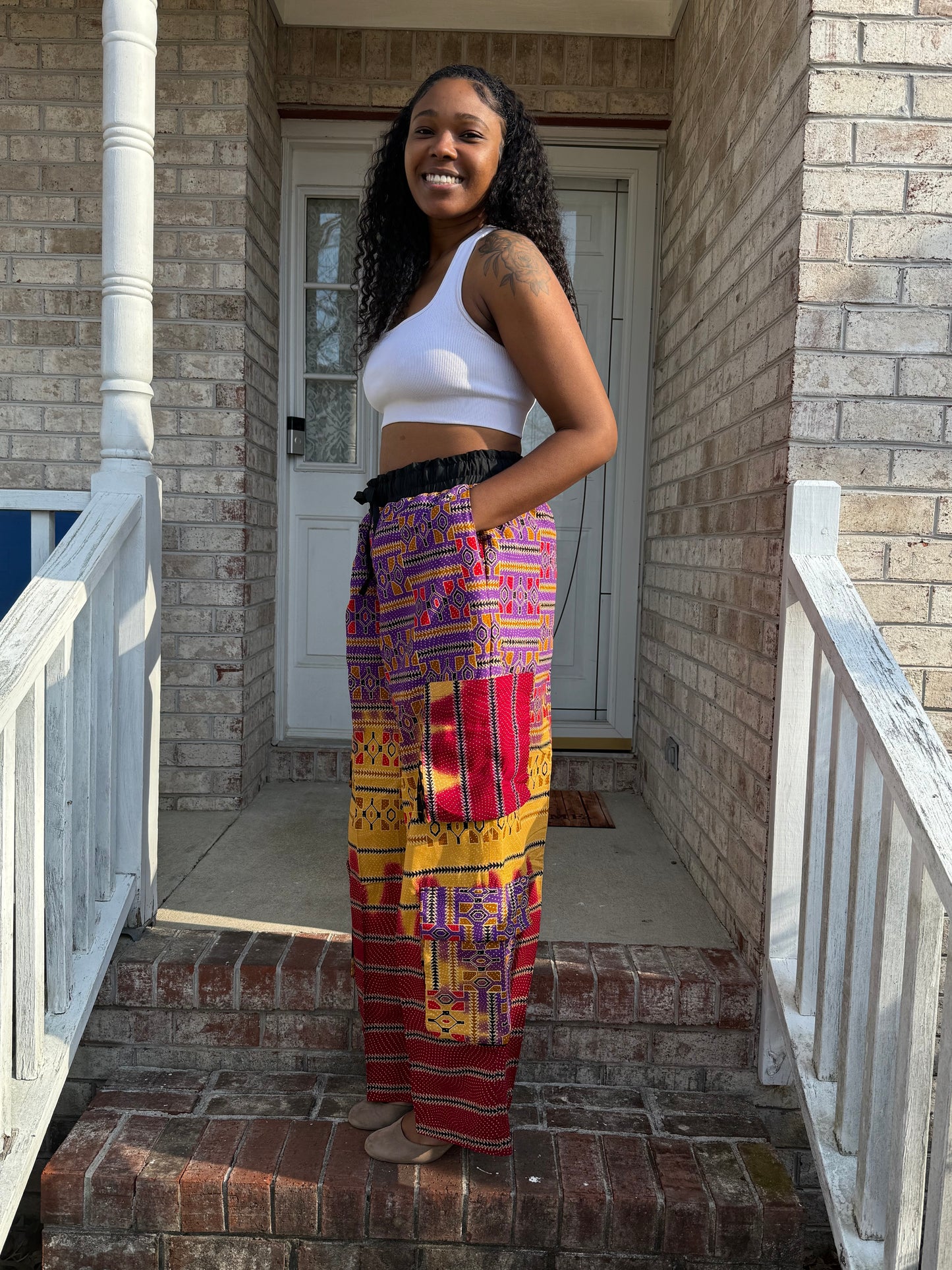 African Ankara Wax Prints  Double Pockets Cargo Pants/Bottom