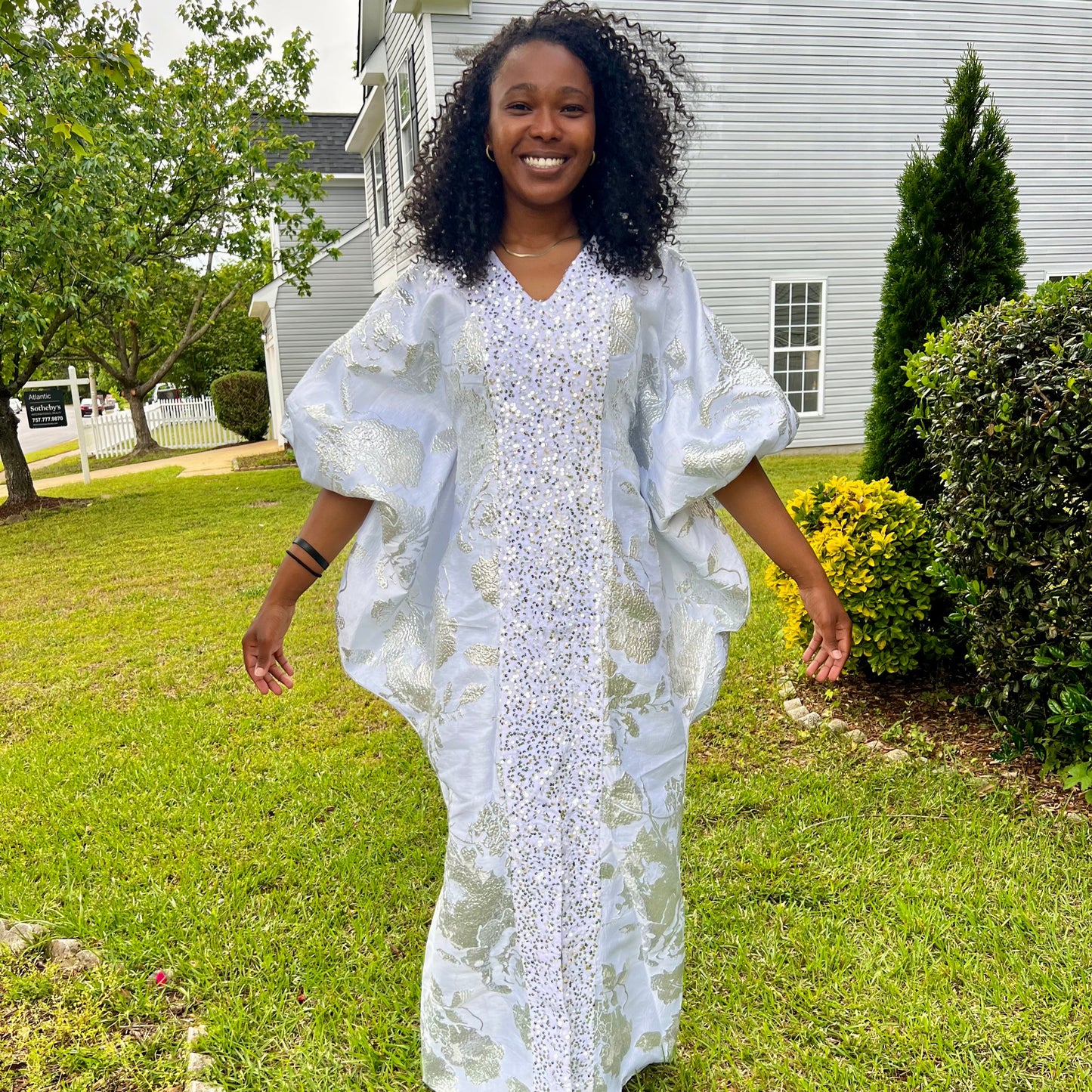 Luxury Afro Talia Damask Brocade Boubou Maxi Dress