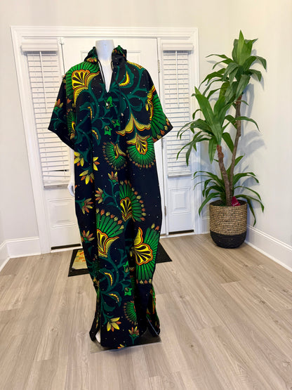 Modern African Ankara Wax Print Hoodie Dress with Glittery stone Embellishments
