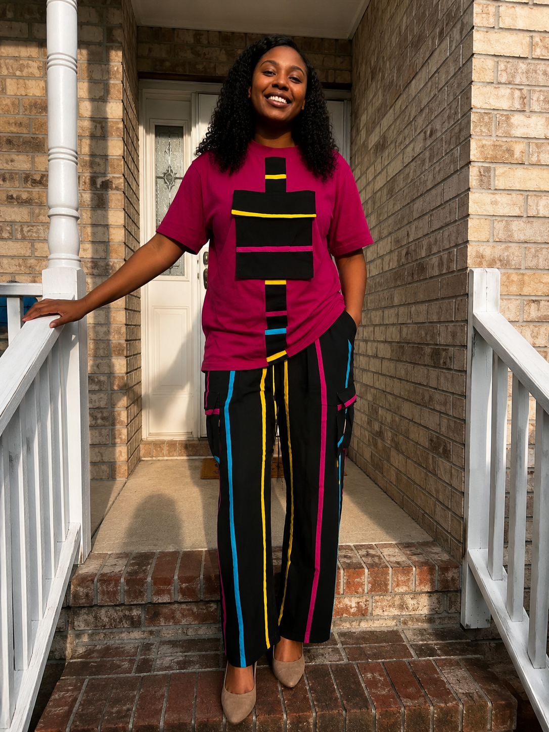 African Print Ankara T. Shirt Cargo 2p Set