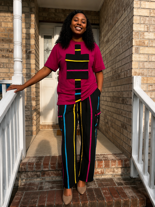 African Print Ankara T. Shirt Cargo 2p Unisex Set