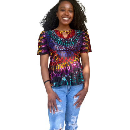 African Prints Ankara Fitted Tops/Blouse Afro American Outfits