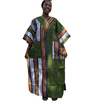 Special African Traditional Woven Aso-Oke/Kente Bubu Maxi Dress