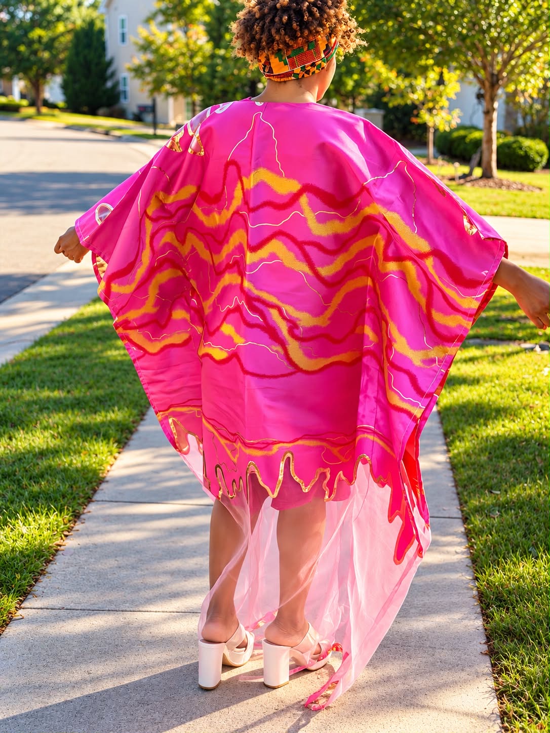Modern Organza Damask Brocade Maxi Boubou Dress