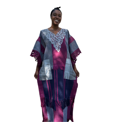Special African Traditional Woven Aso-Oke/Kente Bubu Maxi Dress