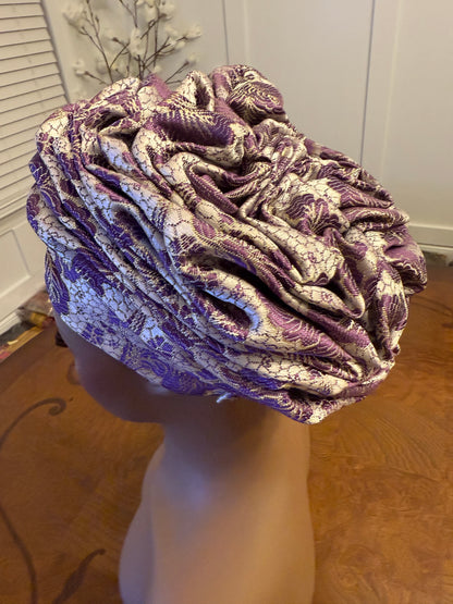 African Damask Flower Shaped Turban /Dastar/Hijab/Chador/Tigno/ headscarf/wrap/Hat