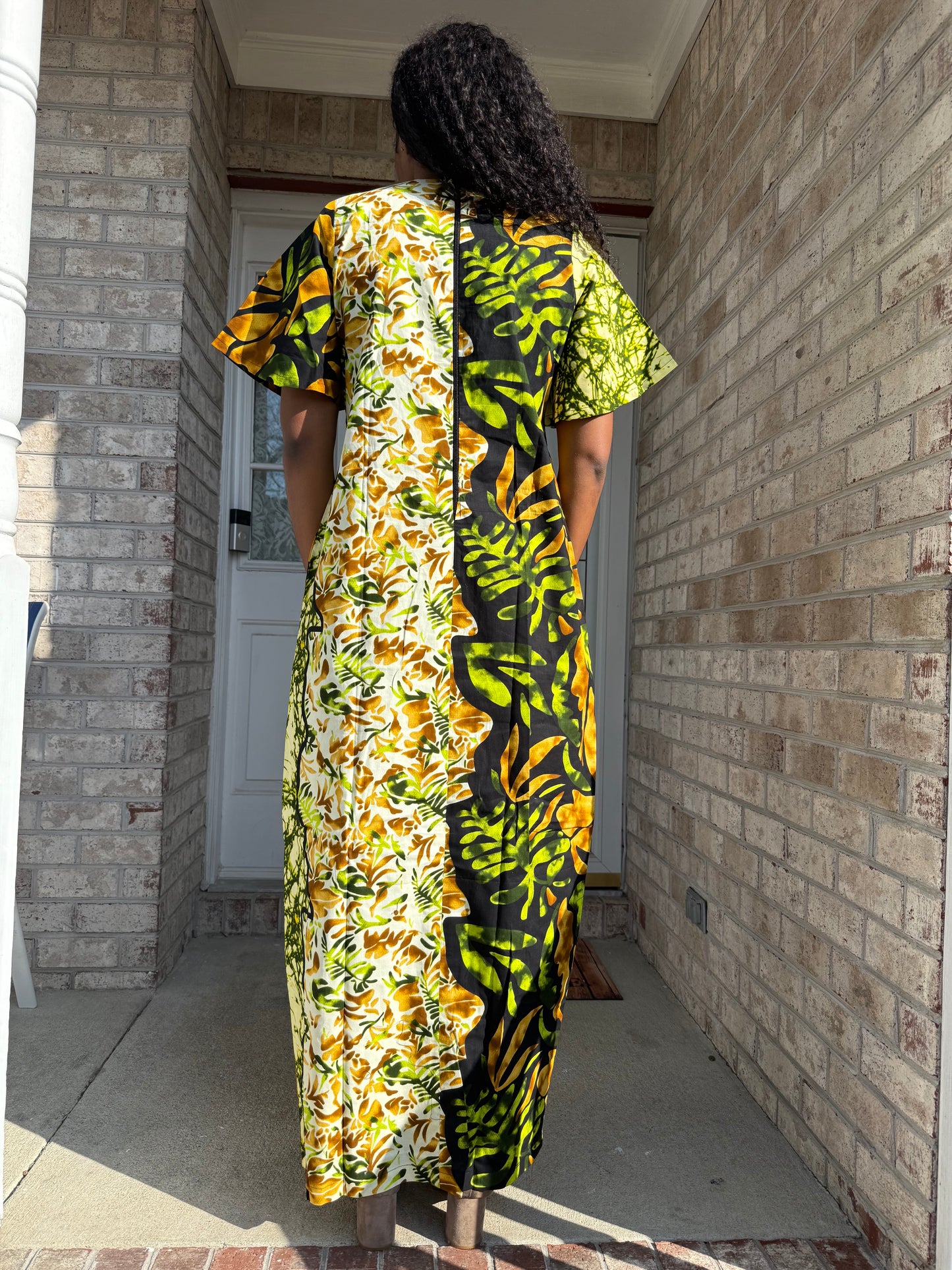 African Ankara Wax Print Double Pattern A Line Dress