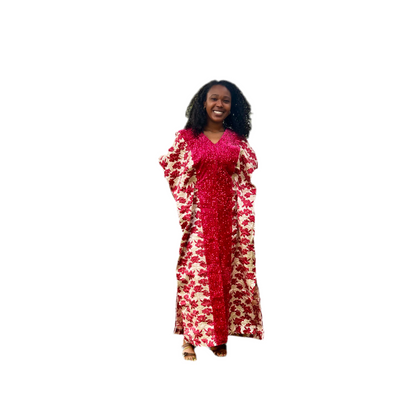 African Unique Damask Brocade with Sequins Boubou/Maxi Dress