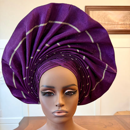 Traditional African Bridal Headgear/Head Tie Aso-Oke/Kente Auto Gele 2p Set Gele and Ipele