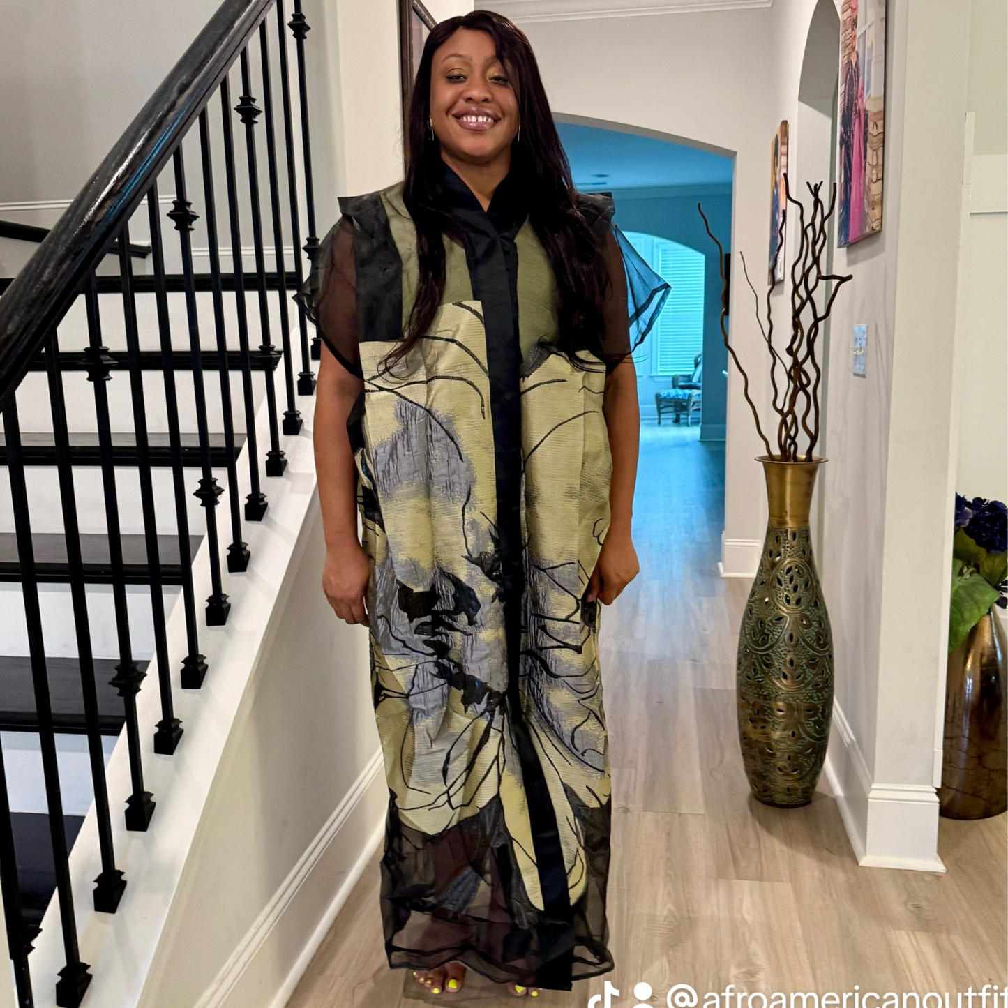 Luxury African Modern European Organza Brocade Bubu/Boubou Maxi Dress with Inner wear