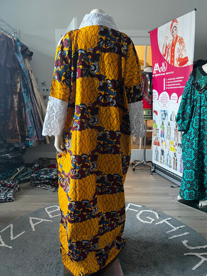 Afro Mixed Fabric Pattern Dress