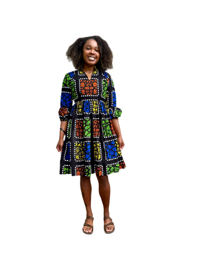 African Print Ankara Afro Tiara Dress Multicolored Dress