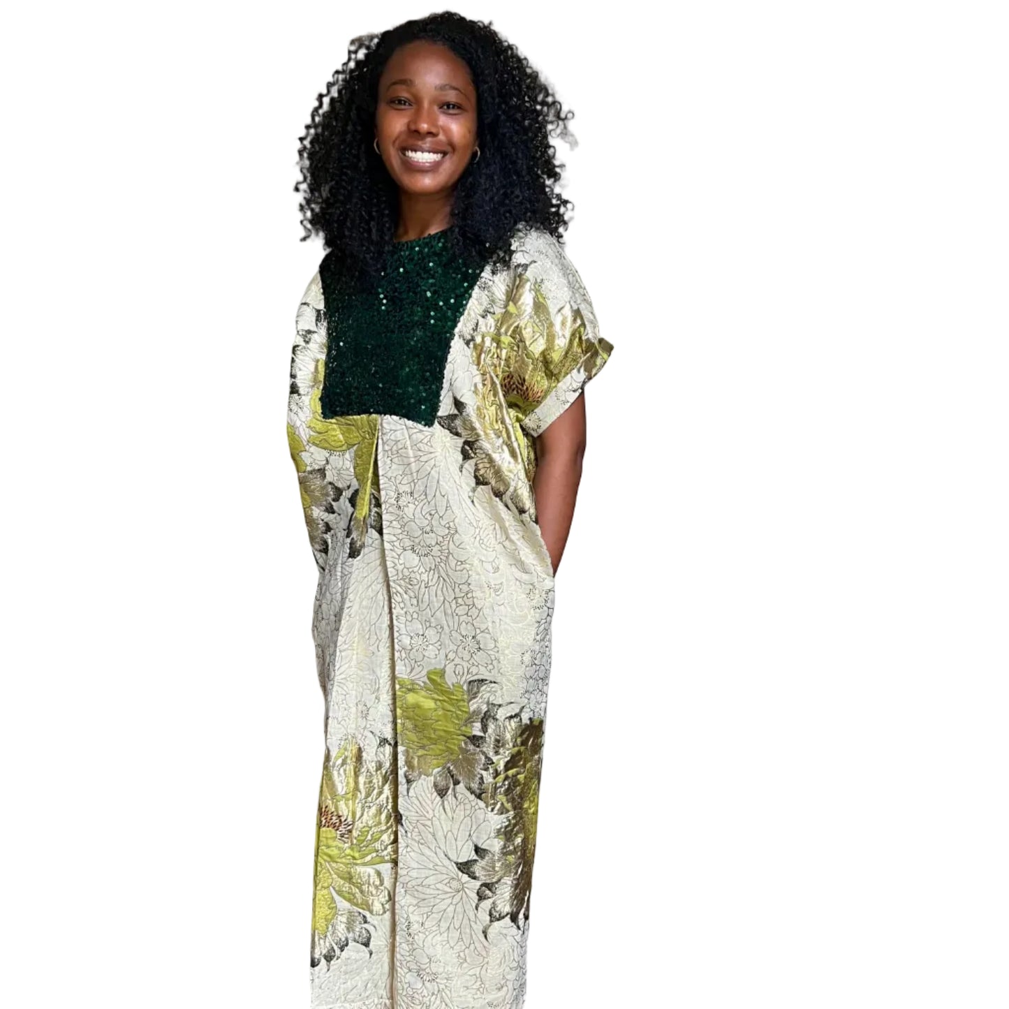 African Unique Damask Brocade with Sequins Boubou/Maxi Dress