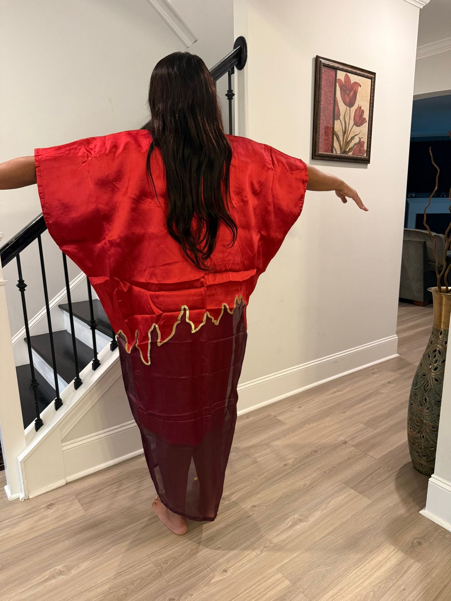 Modern Luxury 2 tone European Organza/Damask Brocade Bubu/Boubou Maxi Dress with inner wear