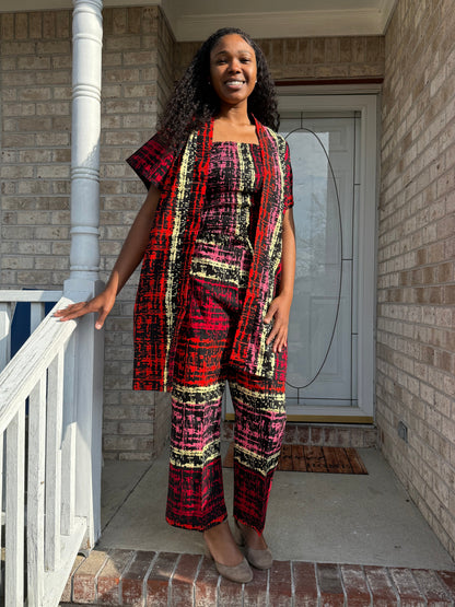 Modern African Ankara Wax Print Afro Evelyn 3p Women Pant Set Afro American Outfits