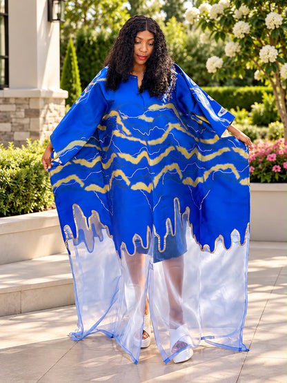 Modern Organza Damask Brocade Maxi Boubou Dress