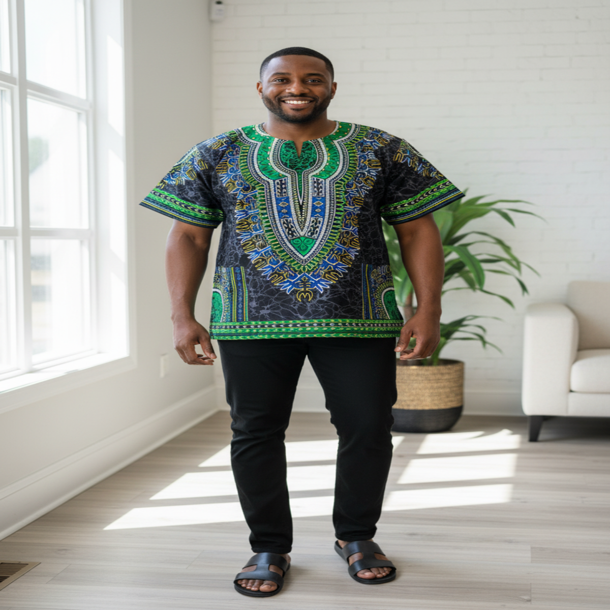African Ethnic Print Men Danshiki Top