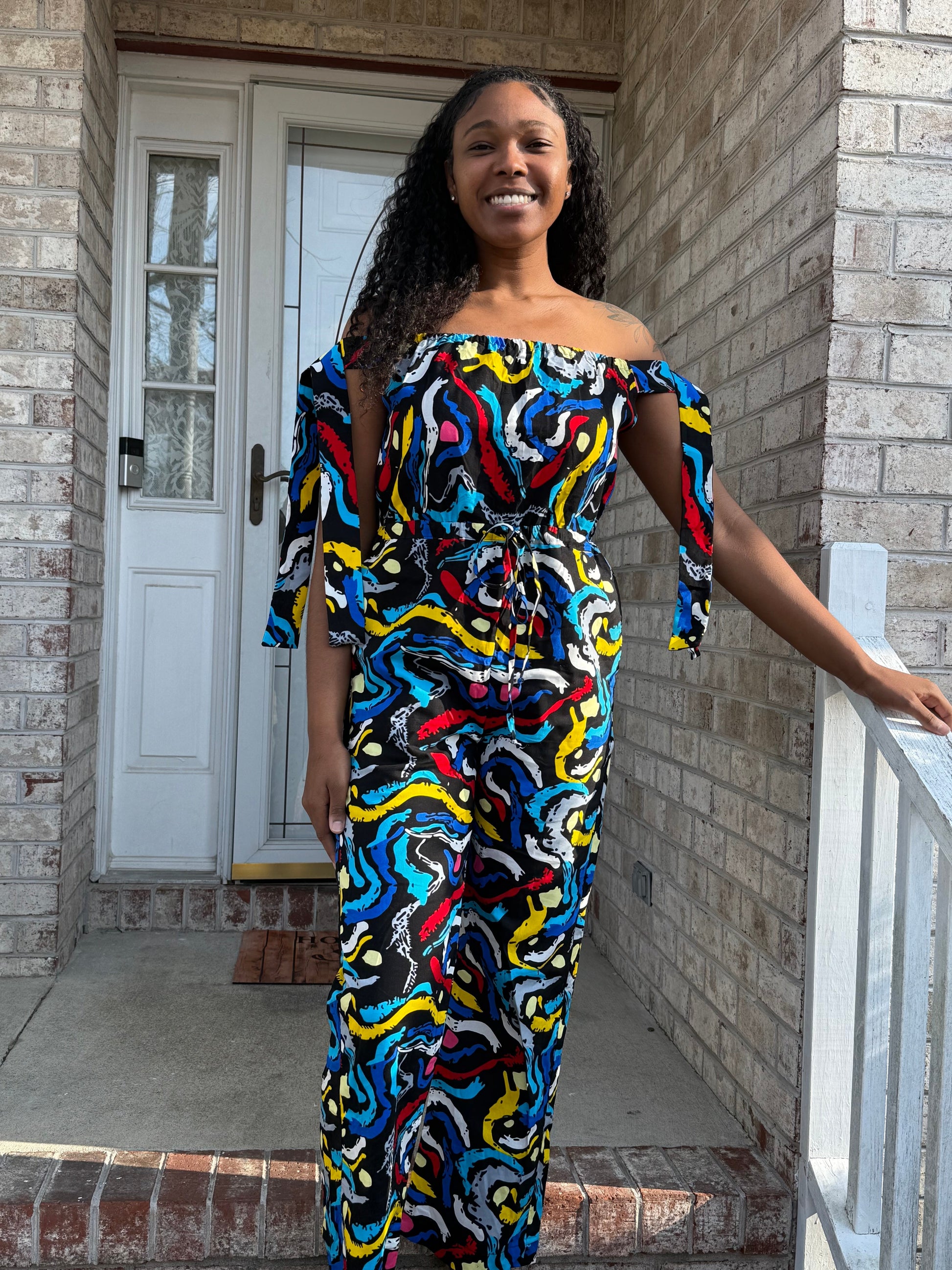 African Ankara Wax Print Afro Zina Jumpsuit Afro American Outfits