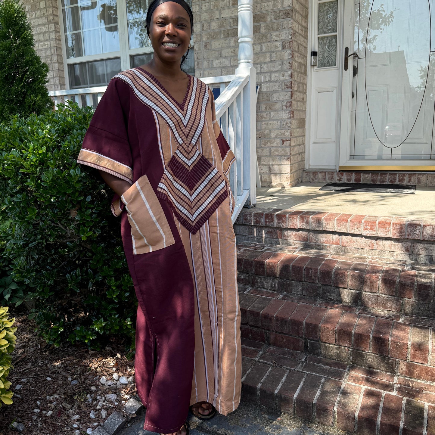 Special African Traditional Woven Aso-Oke/Kente Boubou Maxi Dress