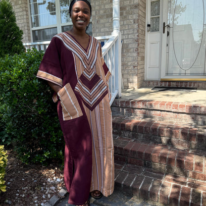 Special African Traditional Woven Aso-Oke/Kente Boubou Maxi Dress